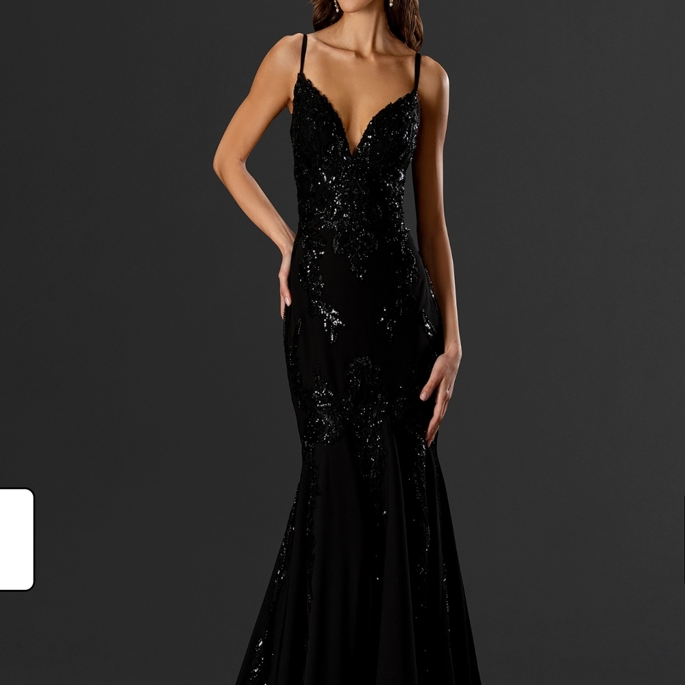 Elegant Black Sequin Evening Gown